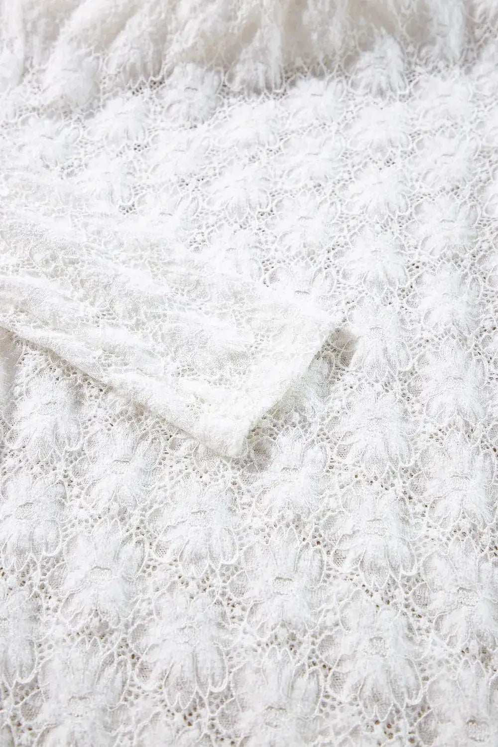 Lace Mock Neck Long Sleeve Top - Trendsi - Flyclothing LLC