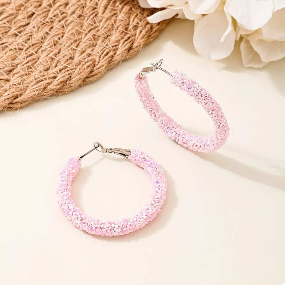 Sparkling Alloy Hoop Earrings - Trendsi - Flyclothing LLC