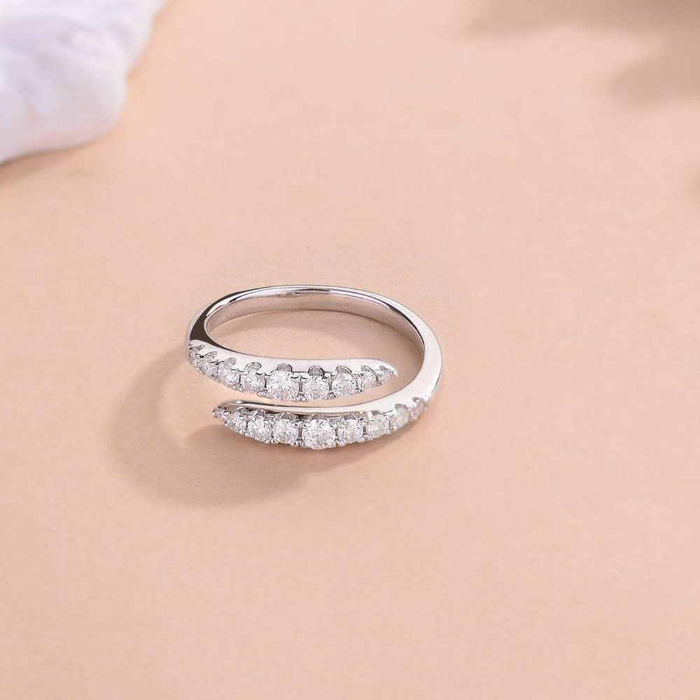 925 Sterling Silver Moissanite Bypass Ring - Trendsi - Flyclothing LLC