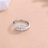 925 Sterling Silver Moissanite Bypass Ring - Trendsi - Flyclothing LLC