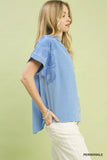 Umgee Embroidered Button Front Top - Trendsi - Flyclothing LLC