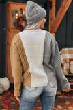 Color Block Textured Drop Shoulder Sweater - Trendsi - Flyclothing LLC