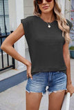 Corded Rib Round Neck T-Shirt - Trendsi - Flyclothing LLC