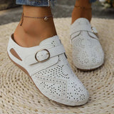 Suede Round Toe Wedge Sandals - Trendsi - Flyclothing LLC