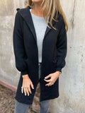Full Size Open Front Drop Shoulder Hooded Cardigan Plus Size - Trendsi - Flyclothing LLC
