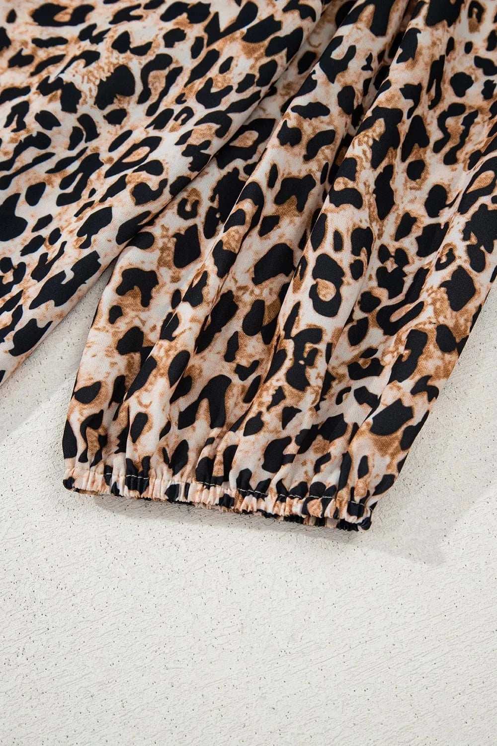 Leopard Notched Half Sleeve Blouse - Trendsi - Flyclothing LLC