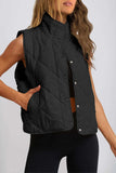 Snap Down Texture Vest Coat with Pockets - Trendsi - Flyclothing LLC