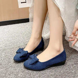 Bow Point Toe Low Heel Slip-Ons - Trendsi - Flyclothing LLC