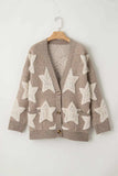Star Button Up Long Sleeve Cardigan - Trendsi - Flyclothing LLC