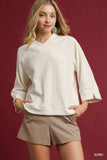 Umgee Textured Knit V-Neck Top - Trendsi - Flyclothing LLC