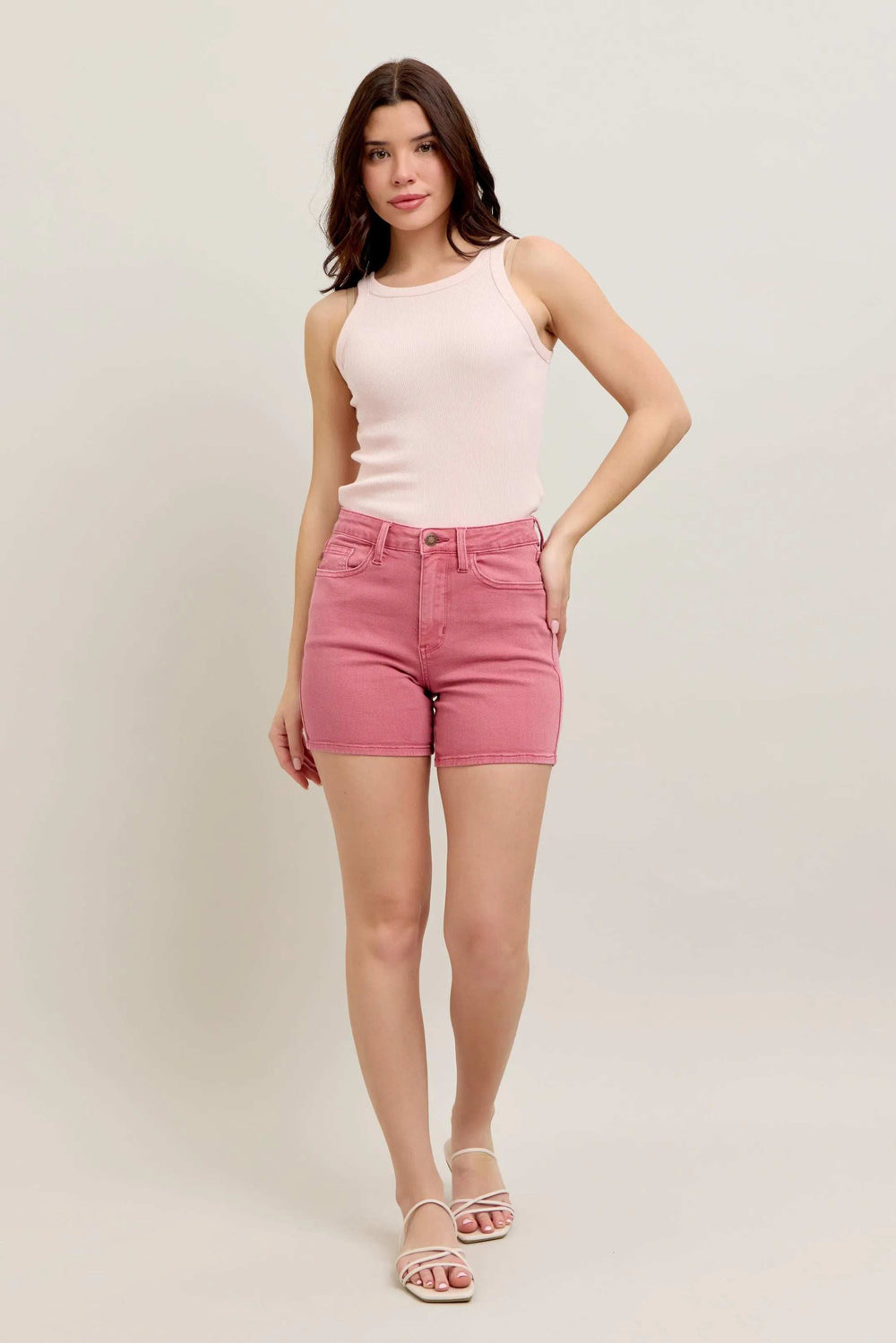 Judy Blue Pink Back Pkt Embroidery Shorts - Trendsi - Flyclothing LLC