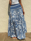 Printed Tiered Maxi Skirt - Trendsi - Flyclothing LLC