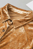 Button Down Loose Fit Velvet Shirt - Trendsi - Flyclothing LLC