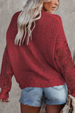 Openwork Round Neck Long Sleeve Sweater - Trendsi - Flyclothing LLC