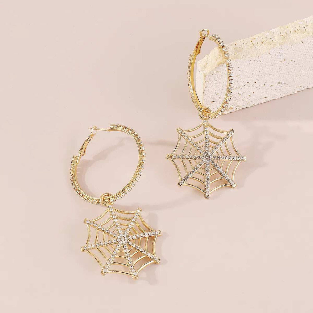 Halloween Spider Web Dangle Hoop Earrings - Trendsi - Flyclothing LLC