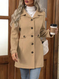 Button Up Long Sleeve Coat - Trendsi - Flyclothing LLC