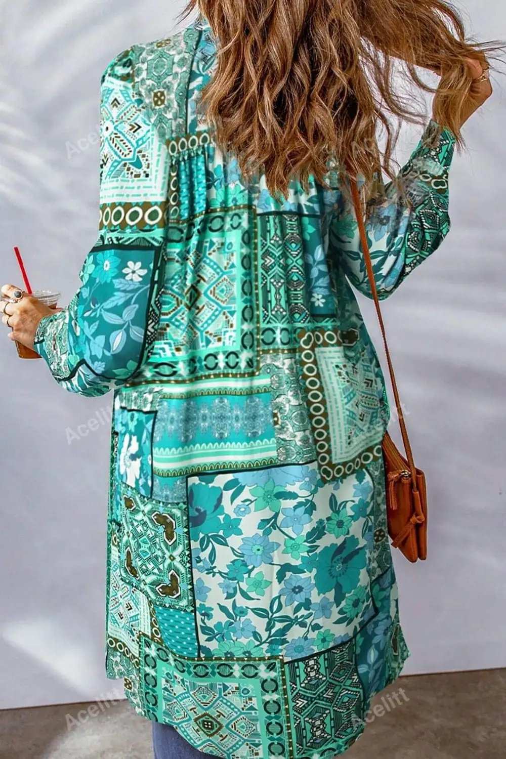Printed Button Up Long Sleeve Cardigan - Trendsi - Flyclothing LLC