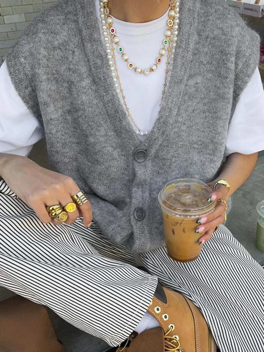 Button-Front Sweater Vest - Trendsi - Flyclothing LLC
