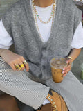 Button-Front Sweater Vest - Trendsi - Flyclothing LLC