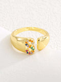 18K Gold-Plated Zircon Letter Ring - Trendsi - Flyclothing LLC