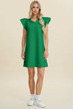 Double Take Full Size Ruffled V-Neck Cap Sleeve Dress - Trendsi - Flyclothing LLC