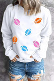 Football Round Neck Long Sleeve Sweatshirt - Trendsi - Flyclothing LLC