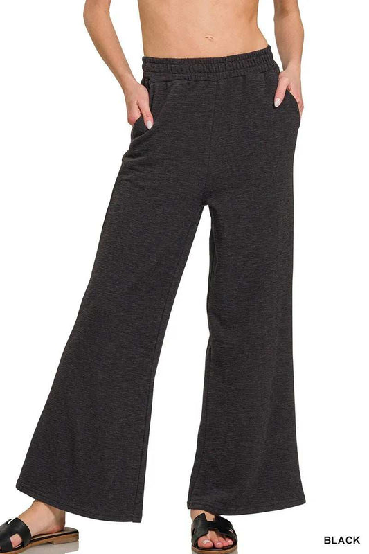 Zenana Cotton Slub Wide Leg Pants - Trendsi - Flyclothing LLC