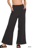 Zenana Cotton Slub Wide Leg Pants - Trendsi - Flyclothing LLC