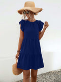 Ruffled Round Neck Cap Sleeve Mini Dress - Trendsi - Flyclothing LLC