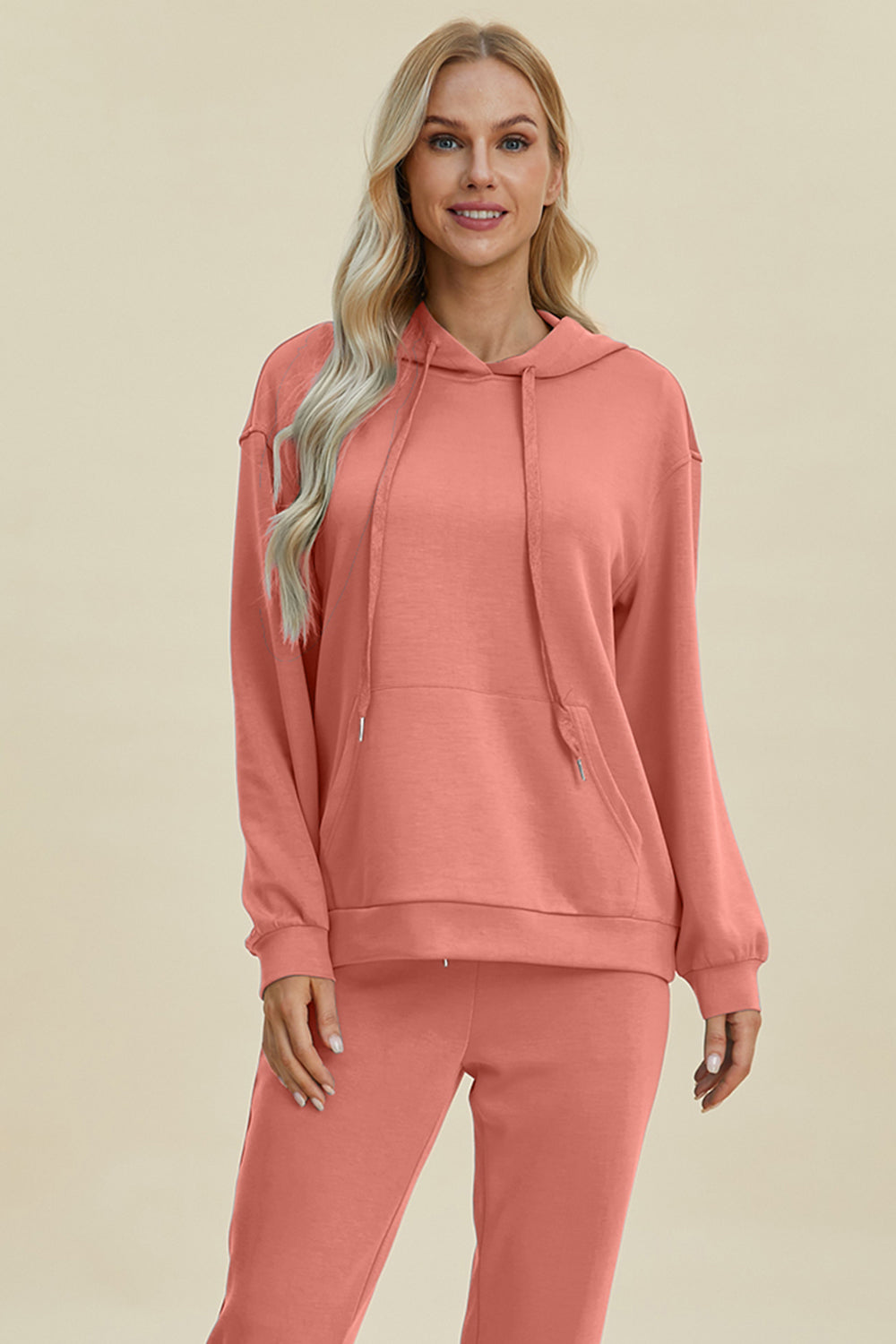 Basic Bae Full Size Air Scuba Drawstring Long Sleeve Hoodie with Kangaroo Pocket - ShopBasicbae - Flyclothing LLC