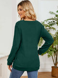 Ruched Shoulder Round Neck Long Sleeve Sweatshirt - Trendsi - Flyclothing LLC