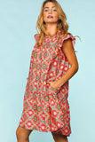 Haptics Full Size Ruffled Printed Dress with Side Pockets - Trendsi - Flyclothing LLC