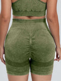 Washed High Waist Active Shorts - Trendsi - Flyclothing LLC