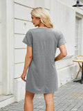 V-Neck Short Sleeve Mini Tee Dress - Trendsi - Flyclothing LLC