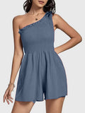 Smocked Single Shoulder Romper - Trendsi - Flyclothing LLC