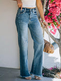 Frayed Hem High-Waisted Wide Leg Jeans - Trendsi - Flyclothing LLC