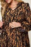 Double Take Full Size Printed Ruffle Hem Long Sleeve Dress - Trendsi - Flyclothing LLC