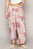 POL Drawstring Floral Patchwork Wide leg Pants - Trendsi - Flyclothing LLC