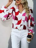 Frill Notched Long Sleeve Blouse - Trendsi - Flyclothing LLC