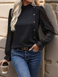 Mock Neck Flounce Sleeve Blouse - Trendsi - Flyclothing LLC