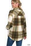 Zenana Oversized Plaid Fleece Shacket - Trendsi - Flyclothing LLC