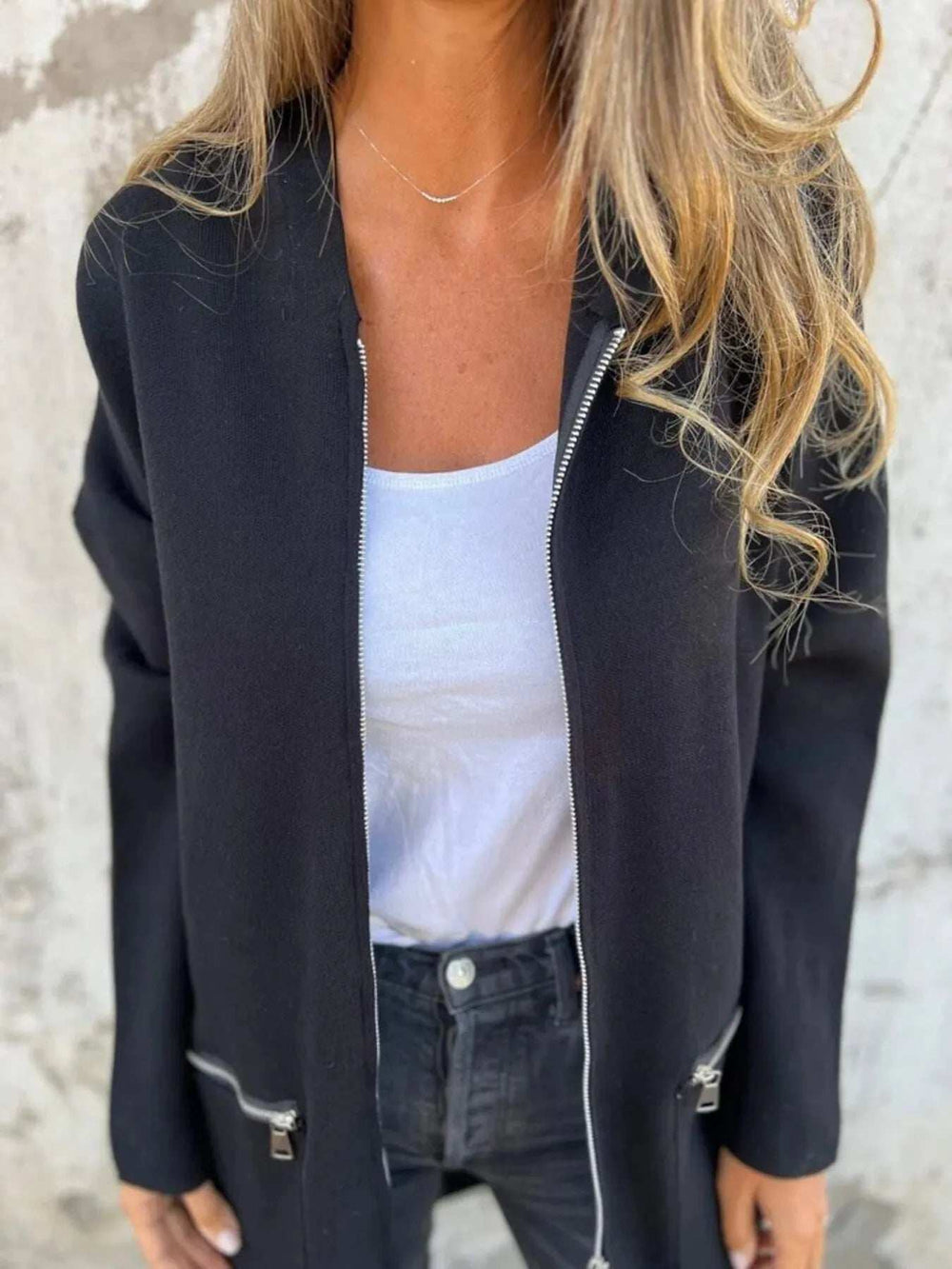 Full Size Zip Up Long Sleeve Hooded Outerwear Plus Size - Trendsi - Flyclothing LLC