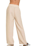 Zenana Woven Crepe Elastic Band Pants - Trendsi - Flyclothing LLC