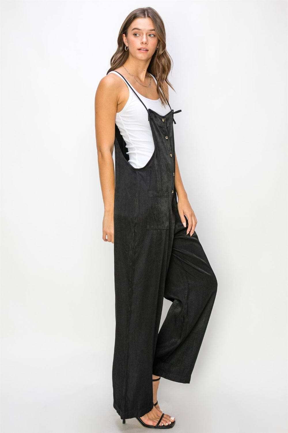 HYFVE Half Button Sleeveless Straight Jumpsuit - Trendsi - Flyclothing LLC