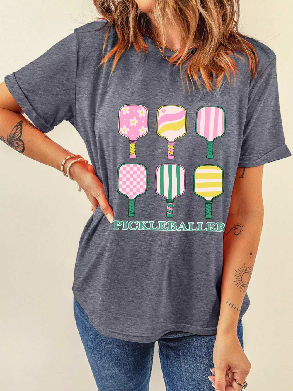 PICKLEBALLER Playful Bats Printed Casual T Shirt - Trendsi - Flyclothing LLC