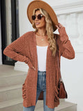 Pocketed Open Front Long Sleeve Cardigan - Trendsi - Flyclothing LLC