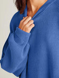 Double Take Side Slit Round Neck Long Sleeve Sweater - Trendsi - Flyclothing LLC
