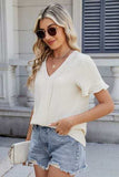 V-Neck Short Sleeve Blouse - Trendsi - Flyclothing LLC