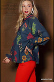 Umgee Floral Print Flounce Sleeve Blouse - Trendsi - Flyclothing LLC