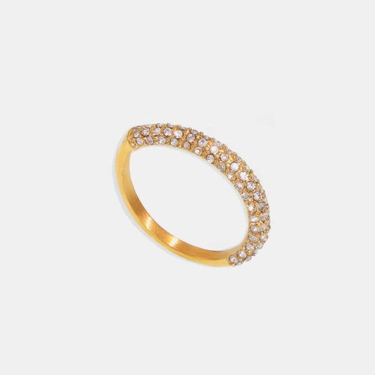 18K Gold-Plated Inlaid Zircon Ring - Trendsi - Flyclothing LLC